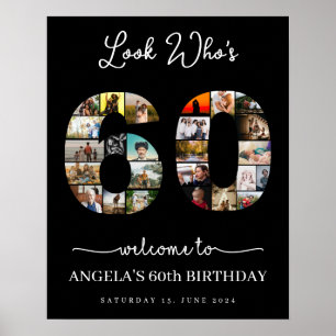 60th birthday elegant Photo Collage party sign
