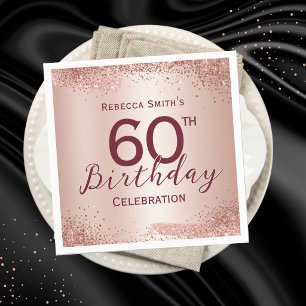60th Birthday Elegant Rose Gold Glitter Napkin