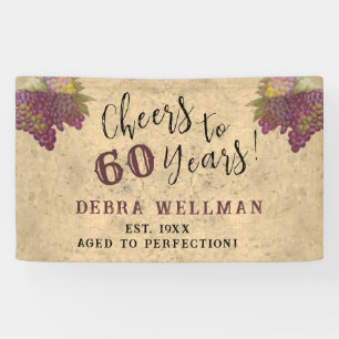 60th Birthday Elegant Rustic Cheers to 60 Years Banner