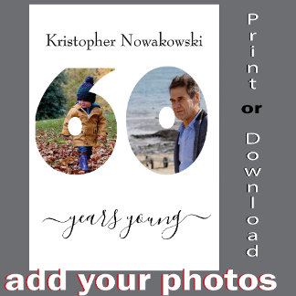 60th Birthday Fabulous Photo Template Fun Card