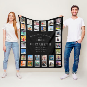 60th Birthday Family Photo Collage Photographs Fleece Blanket