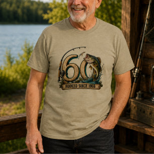 60th Birthday Fishing Shirt Hooked Since 1966