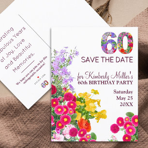 60th birthday floral modern 60 years party announcement postcard
