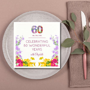 60th birthday floral modern 60 years party elegant napkin
