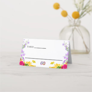 60th birthday floral modern 60 years party elegant place card