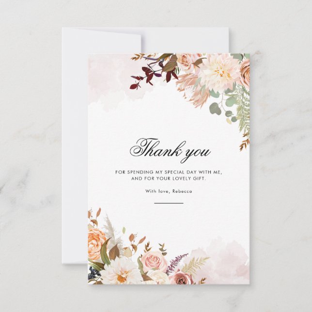 60th Birthday Floral Watercolor Script Thank You Card (Front)