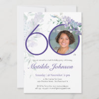 60th Birthday Floral Wisteria Purple Elegant Photo