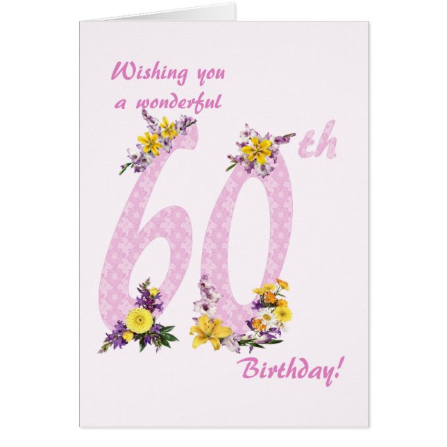 60th Birthday Flower Decorated Numbers (Front)