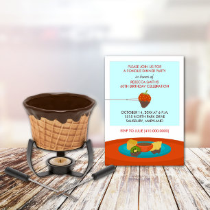 60th Birthday Fondue Dinner Party Invitations