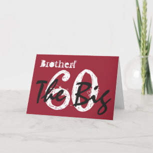 60th Birthday for dad, black, white text on red. Card