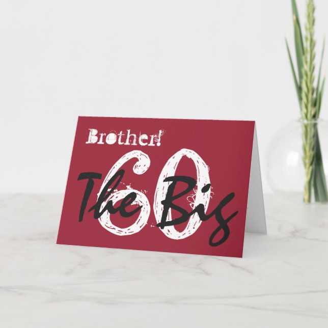 60th Birthday for dad, black, white text on red. Card (Front)