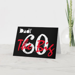 60th Birthday for dad, red, white text on black. Card