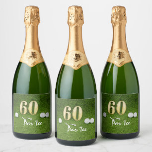 60th Birthday for golfer with golf ball and 60 Sparkling Wine Label