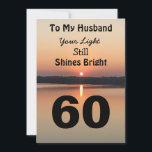 60th Birthday For My Husband Black Gold Sunrise<br><div class="desc">Give a happy 60th birthday card to your husband to express your “You Still Shine Bright” sentiment. A bold design with a black and gold sunrise on a peaceful lake sends a message of encouragement and love. Turn over the card to read the endearing birthday verse for an inspiring sixtieth...</div>
