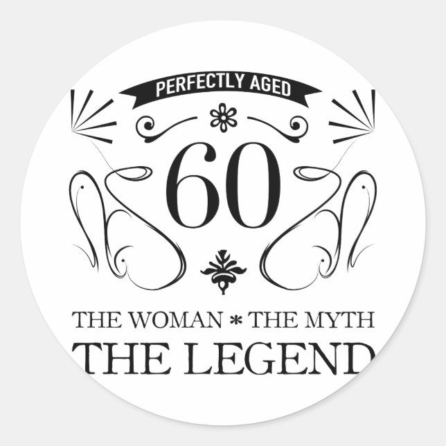 60th Birthday For Women Classic Round Sticker (Front)