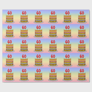 60th Birthday: Fun Cake and Candles + Custom Name Wrapping Paper