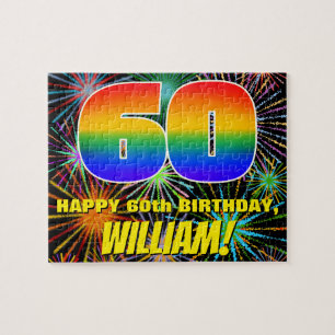 60th Birthday: Fun, Colorful Celebratory Fireworks Jigsaw Puzzle