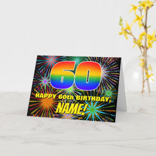 60th Birthday: Fun, Colourful Celebratory Firework Card
