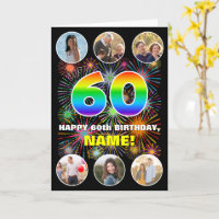 60th Birthday: Fun Rainbow #, Custom Name & Photos