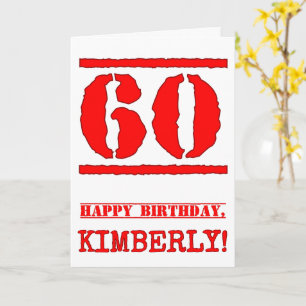 60th Birthday: Fun, Red Rubber Stamp Inspired Look Card
