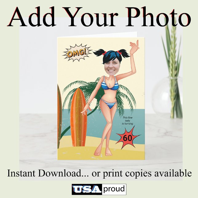 60th Birthday Funny Bikini Card 😎 Women Beach Gag (Creator Uploaded)