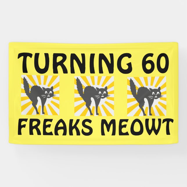 60TH BIRTHDAY FUNNY CAT BANNER (Horizontal)