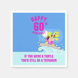 60th birthday funny quote turtle napkins
