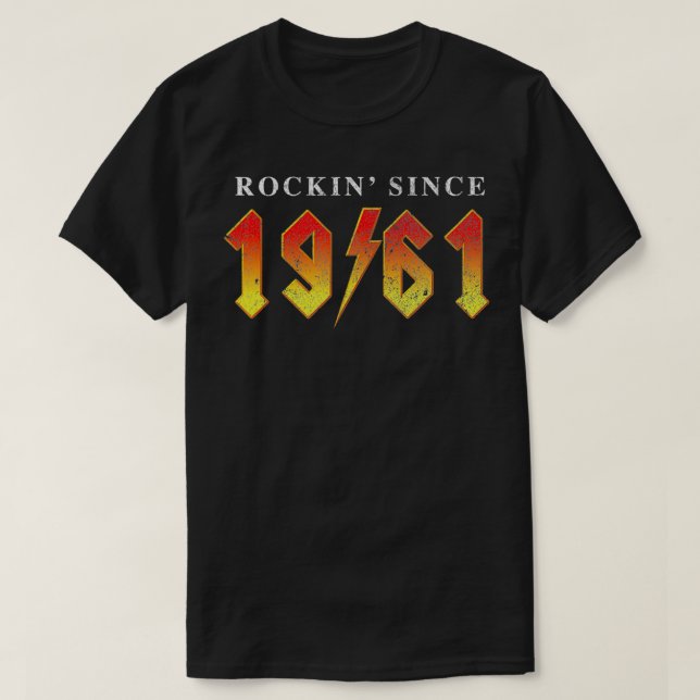 60th Birthday Gift 1961 Classic Rock Music Fan Bir T-Shirt (Design Front)