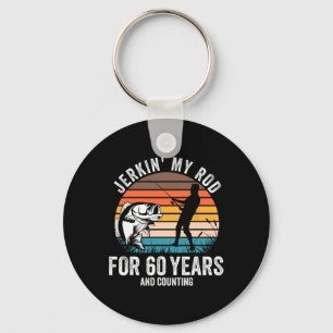 60th Birthday Gift For Fisherman Men Funny Fishing Key Ring