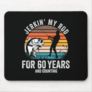 60th Birthday Gift For Fisherman Men Funny Fishing Mouse Mat