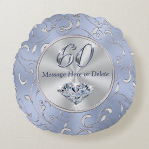 60th Birthday Gifts for Her, 60th Anniversary Gift Round Cushion