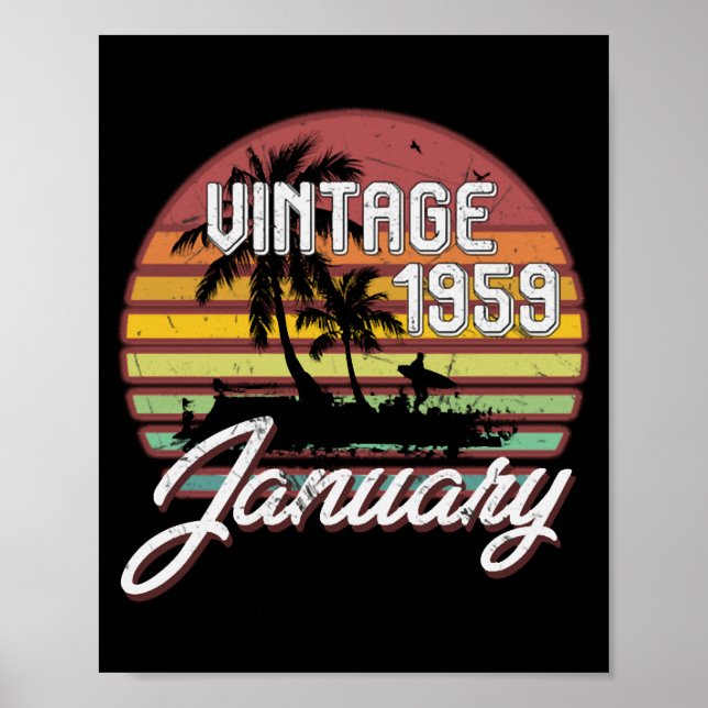 60th Birthday Gifts Retro Vintage January 1959 Poster (Front)