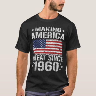 60th Birthday Gifts USA American Flag 1960 60 Year T-Shirt