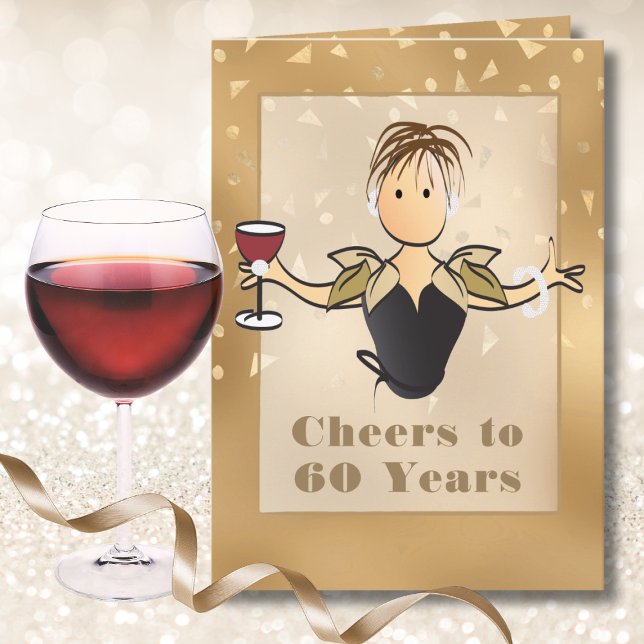 60th Birthday Glitter Sparkle Fabulous For Her Card (Creator Uploaded)