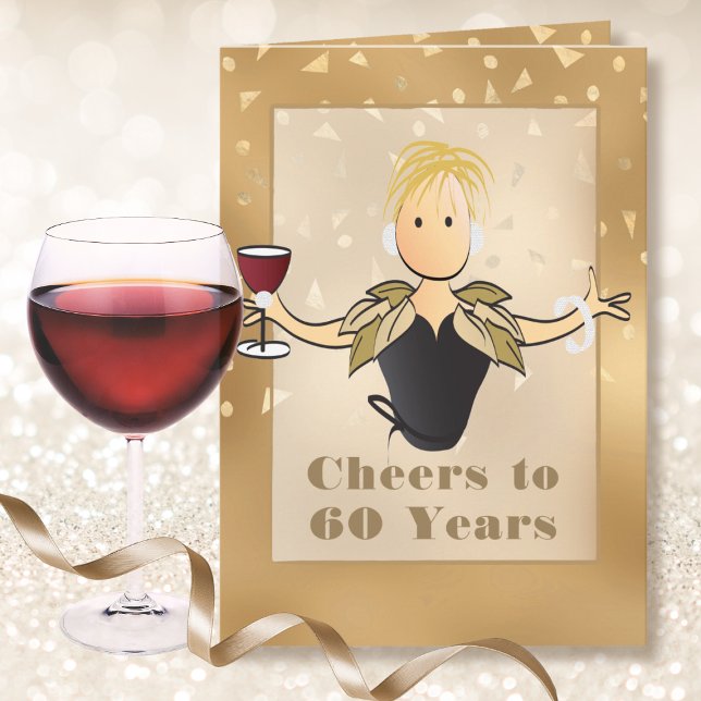 60th Birthday Glitter Sparkle Fabulous For Her Card (Creator Uploaded)