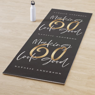 60th birthday gold and black chic modern yoga mat