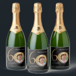 60th Birthday Gold Black Calligraphy Elegant Photo Sparkling Wine Label<br><div class="desc">60th Birthday Gold Black Calligraphy Elegant Photo sparkling wine Label. And elegantly designed special birthday celebration invitation,  featuring a custom photo of birthday person and script calligraphy with vintage flourish elements. Simple enough to fit a variety of themes and colours!
Need help? Simply contact me!</div>
