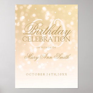 60th Birthday Gold Bokeh Sparkle Lights Poster