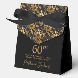 60th Birthday Gold Floral Thank You  Favour Box