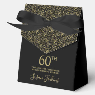 60th Birthday Gold Glitter Roses Thank You  Favour Box