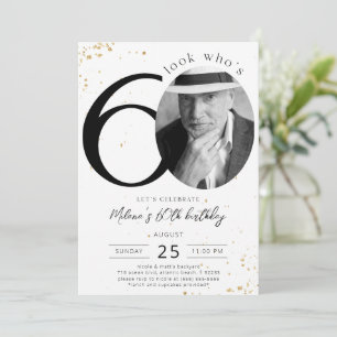 60th Birthday Gold Invitation with Photo