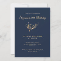 60th Birthday Gold Music Notes Elegant