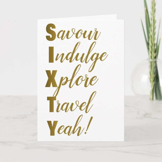 60th Birthday Gold Sixty Acrostic Card (Front)