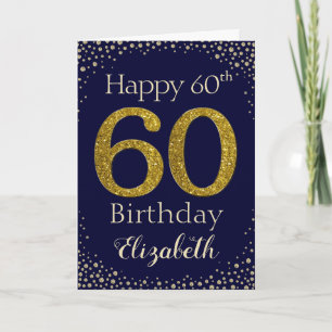 60th Birthday Golden Glitter Card