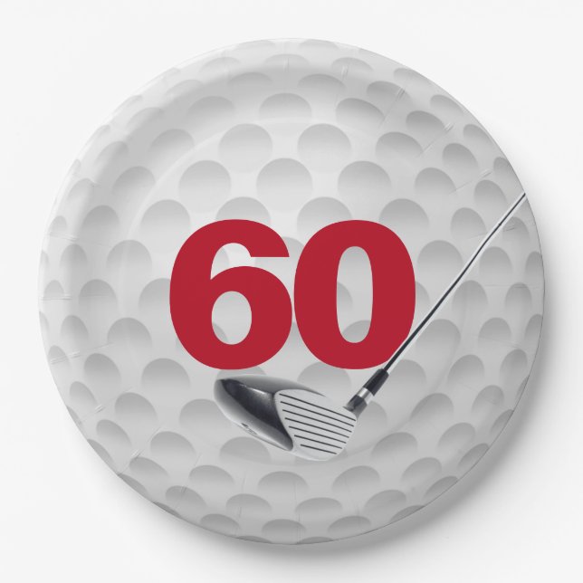 60th Birthday Golf Ball Design Paper Plate (Front)
