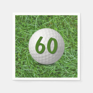 60th Birthday Golf Ball on Grass Napkin