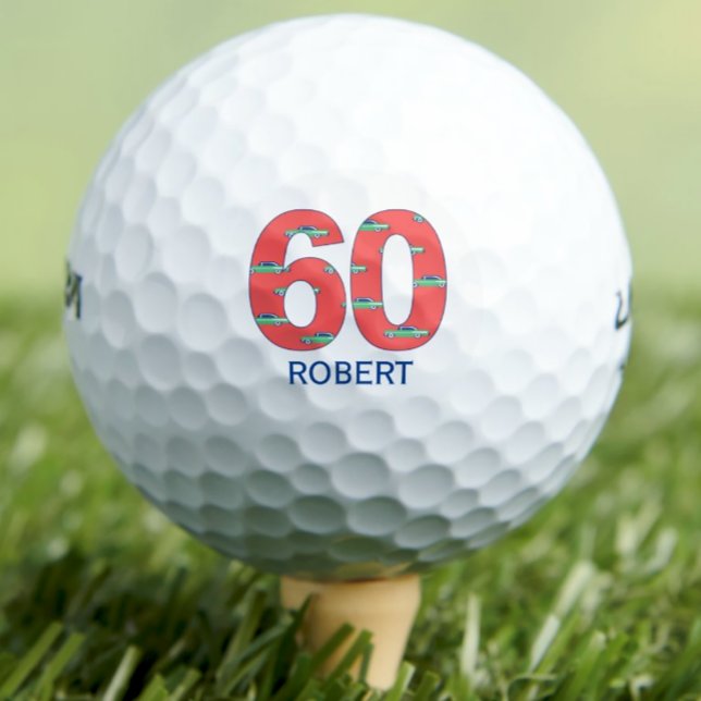60th birthday golf balls 60 years cars initials (Creator Uploaded)