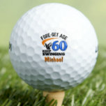 60th birthday golf balls 60 years funny gift blue<br><div class="desc">60th birthday golf balls 60 years funny gift blue. Celebrate a milestone with this custom 60th birthday golf ball, designed for the passionate golfer who’s still in the game! Featuring the playful phrase “Fore-get Age, Keep Swinging, ” this golf ball combines humour with a sleek, celebratory design. The bold blue...</div>