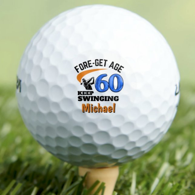60th birthday golf balls 60 years funny gift blue (Creator Uploaded)