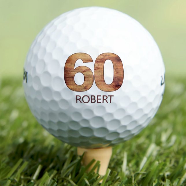 60th birthday golf balls 60 years golfer wood gift (Creator Uploaded)
